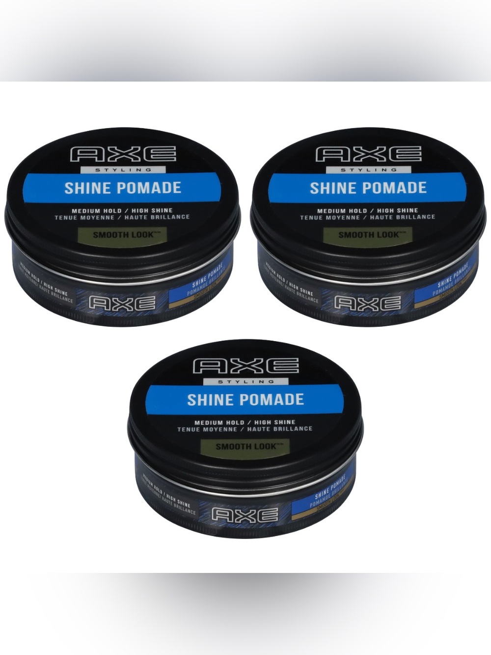 (3) AXE Styling Shine Pomade Medium Hold Smooth Look Hair Cream 2.64 Oz Each NEW